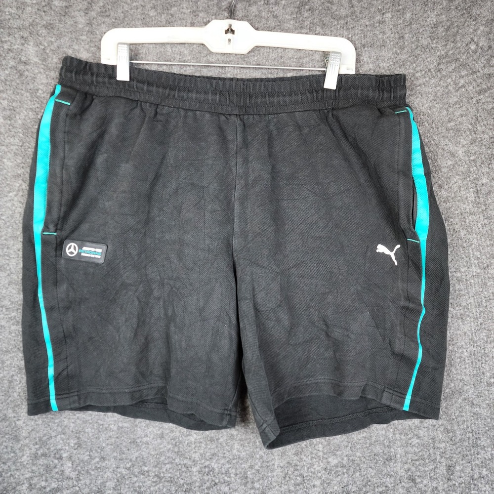 Puma‎ Mercedes AMG Shorts Mens 2XL Black Petronas F1 Racing Athletic Knit